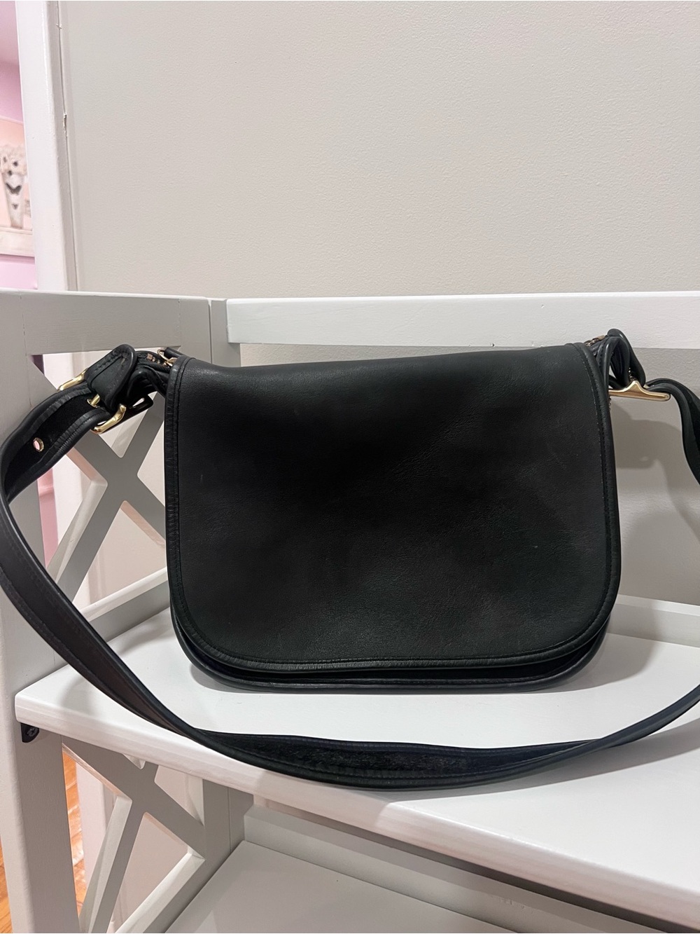 Vintage Coach Patricia Bag with Black Leather and Gold Hardware